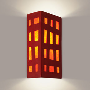 Wall sconce red lantern asymmetrical