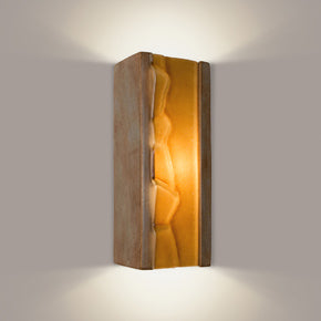 Wall sconce, rock and glass