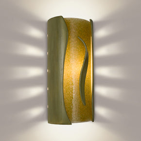 Wall sconce ceramic and reclaimed glass