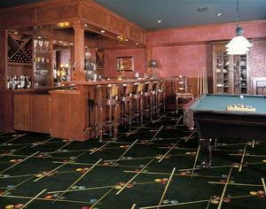 "Snookered" Game Room Area Rug and Carpet